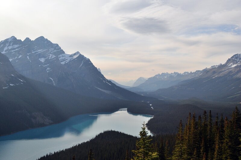 Mountain Lake Valley — Blue, Serene, Morning, Photograph, Mountains