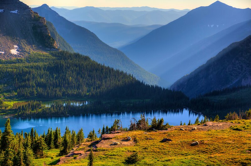 Mountain Lake Valley — Blue, Serene, Morning