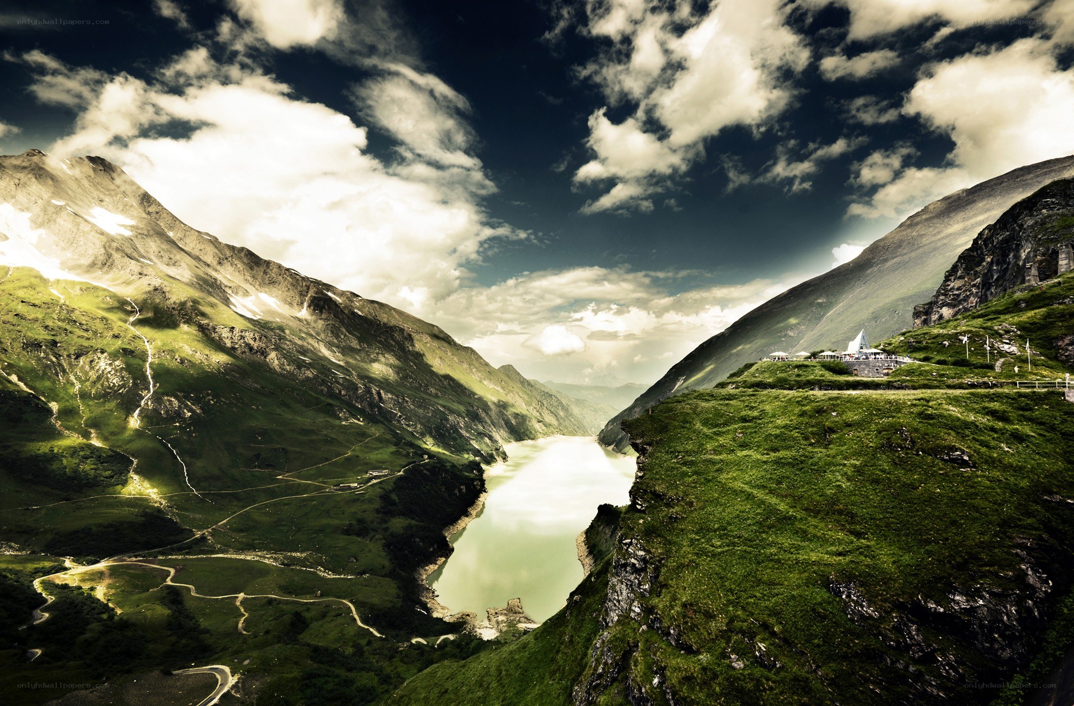 Mountain lake valley landscape