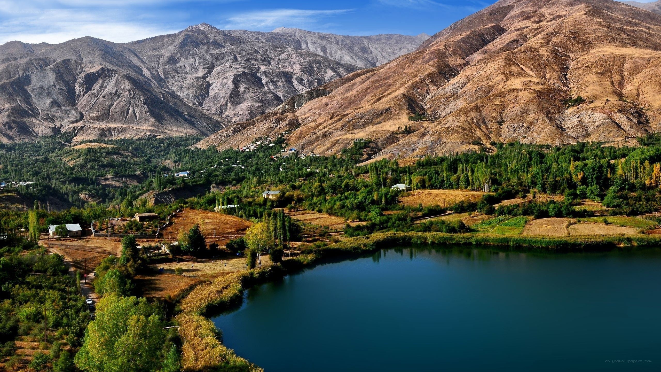 Mountain lake valley landscape