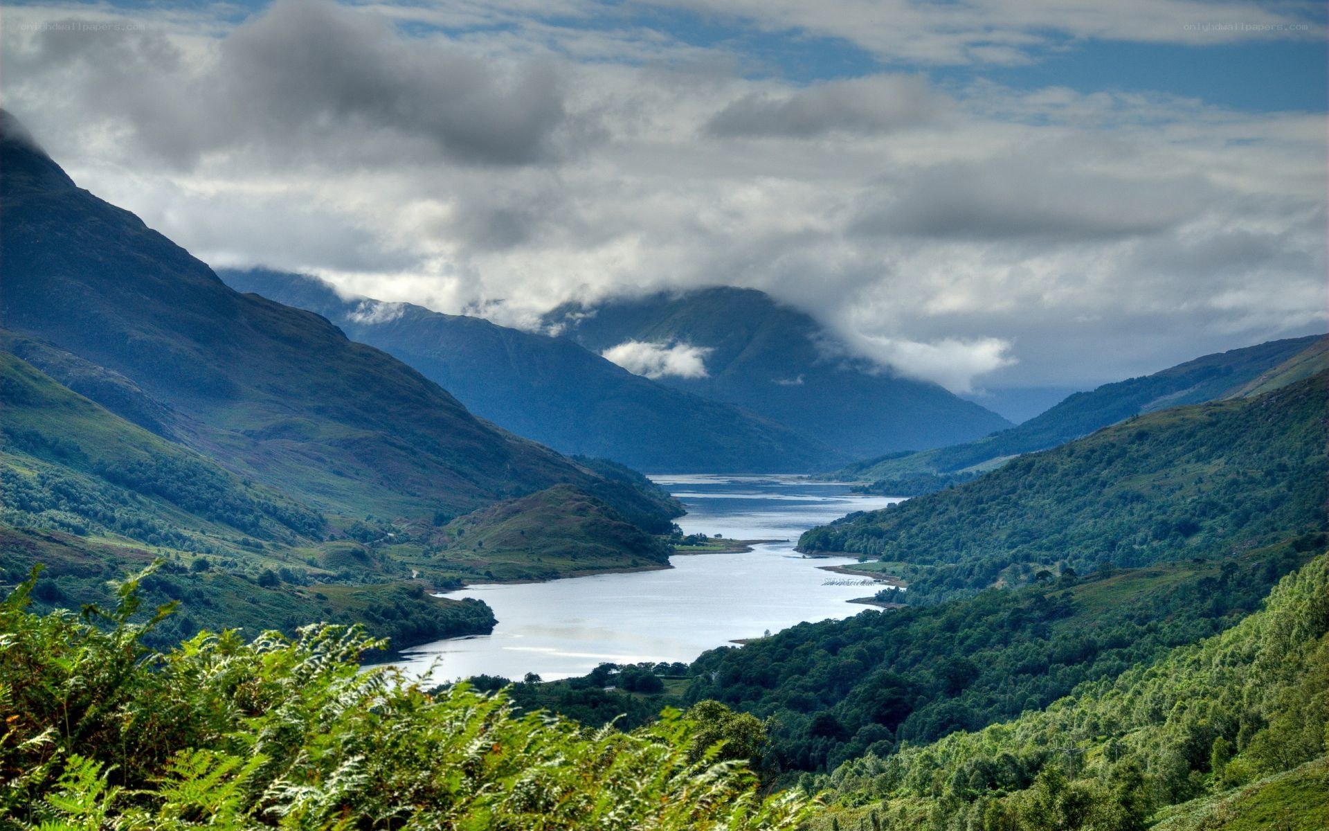 Mountain lake valley landscape