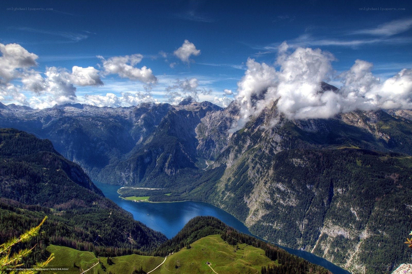 Mountain lake valley landscape