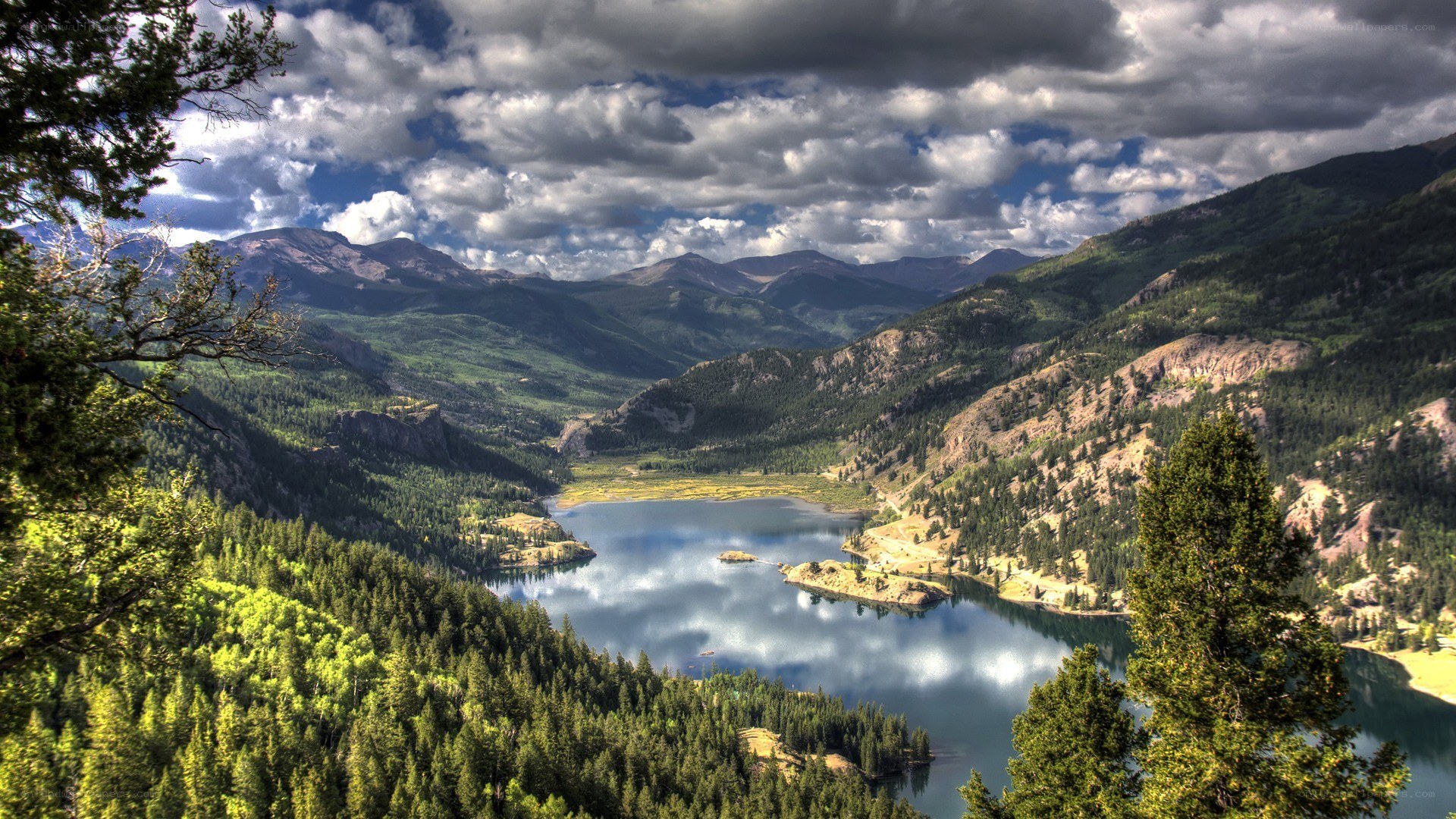 Mountain lake valley landscape