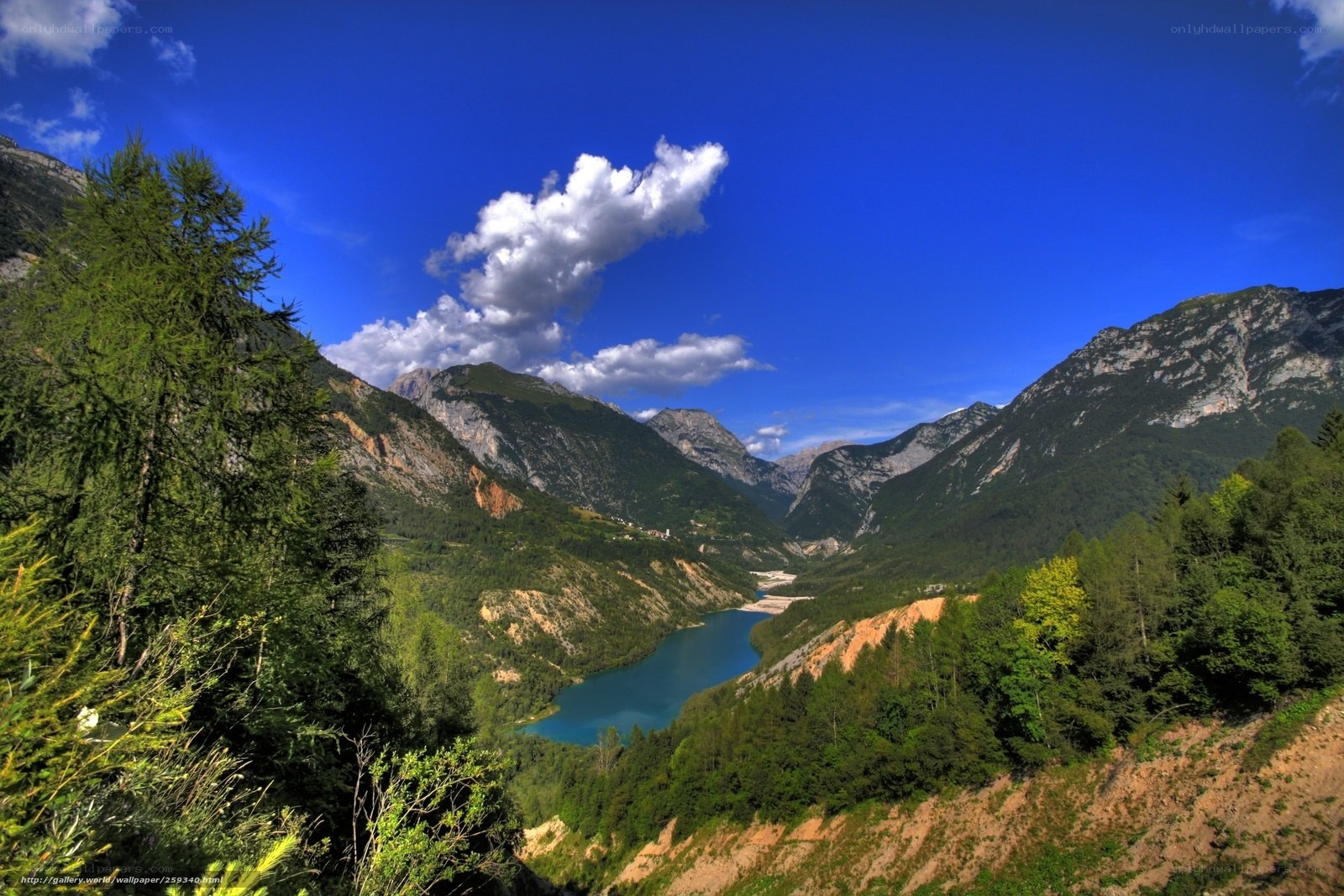 Mountain lake valley landscape