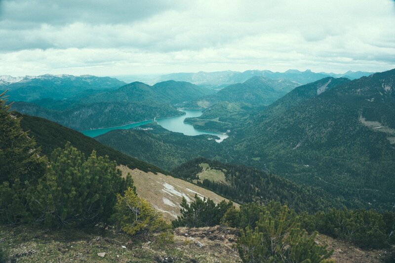 Mountain lake valley view