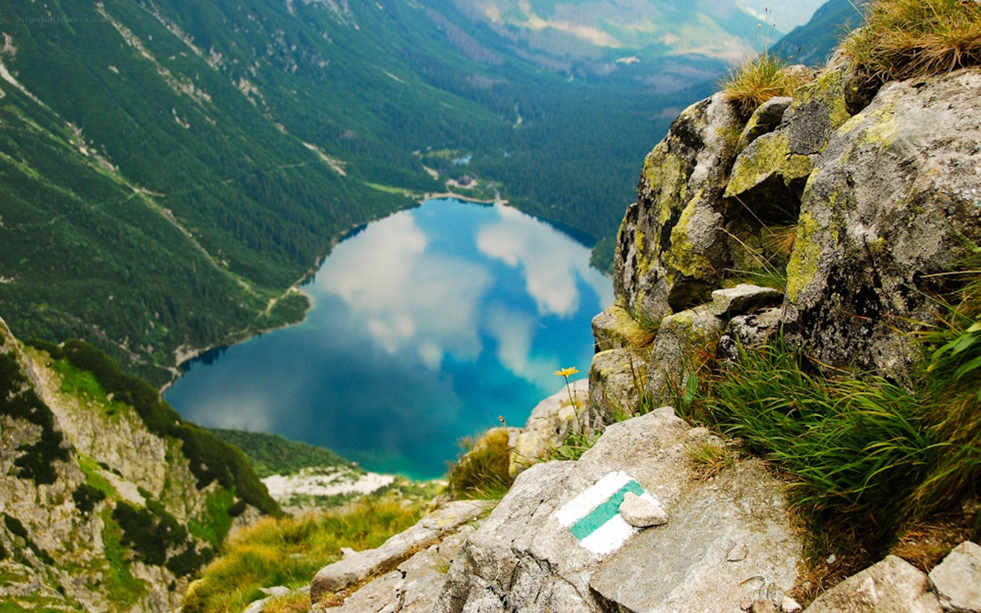 Mountain lake view from trail