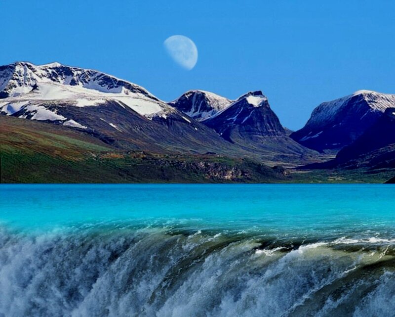 Mountain Lake Waterfall