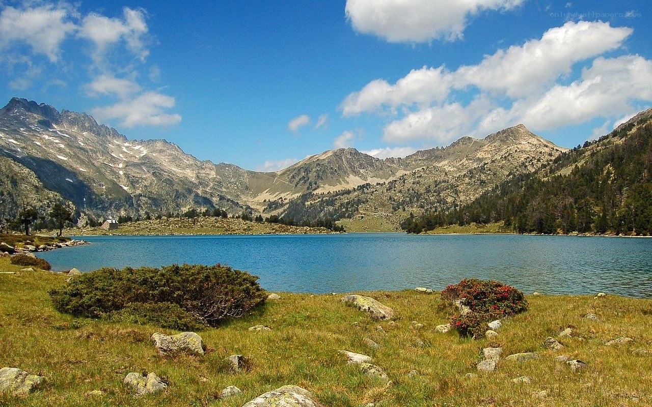 Mountain lake with alpine scenery