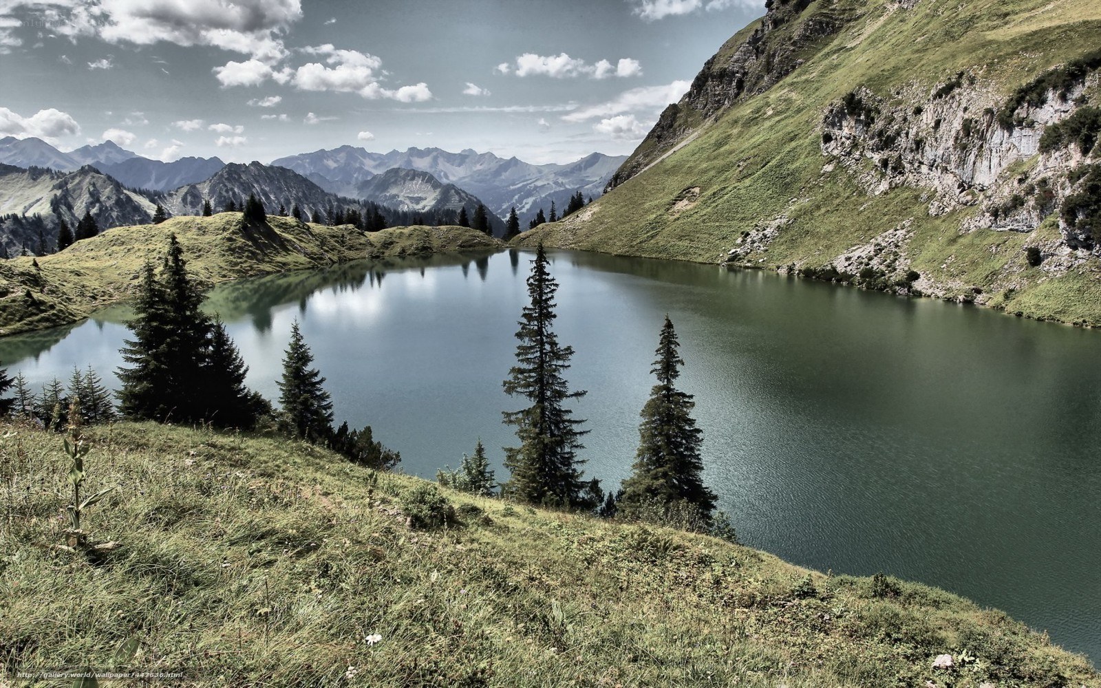 Mountain lake with alpine scenery
