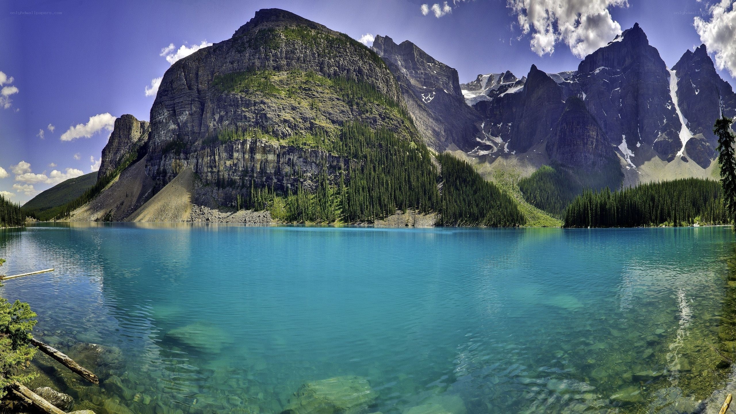 Mountain lake with clear blue water