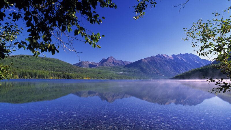 Mountain lake with clear reflection