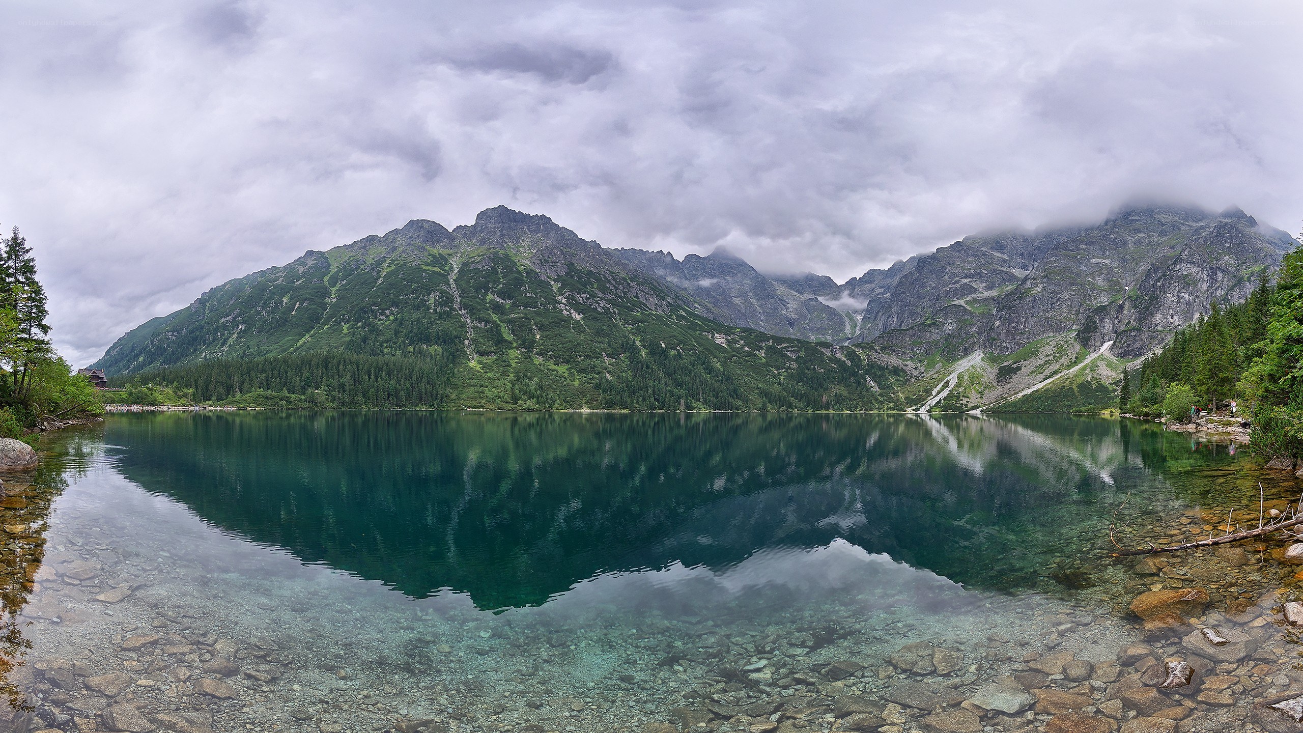 Mountain lake with clear reflection