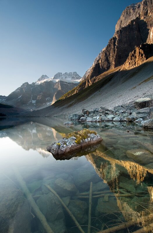 Mountain lake with clear reflection