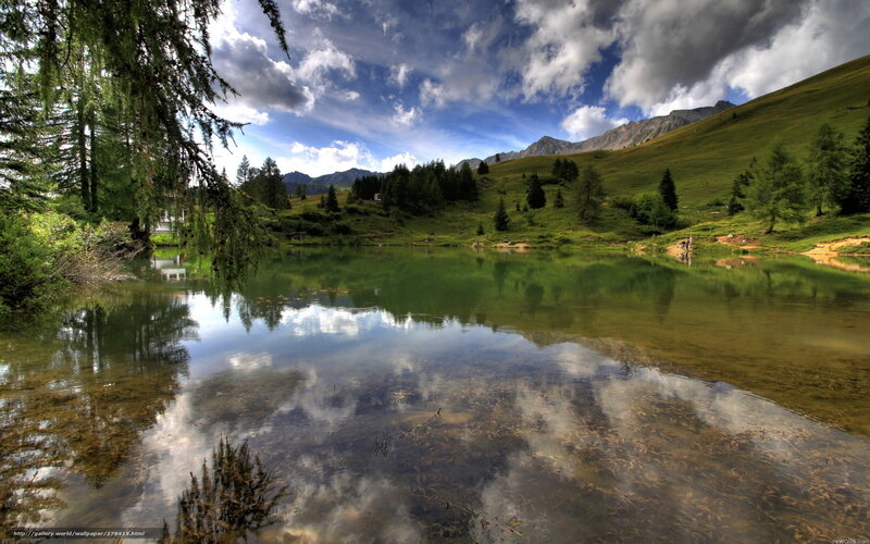 Mountain lake with clear reflection
