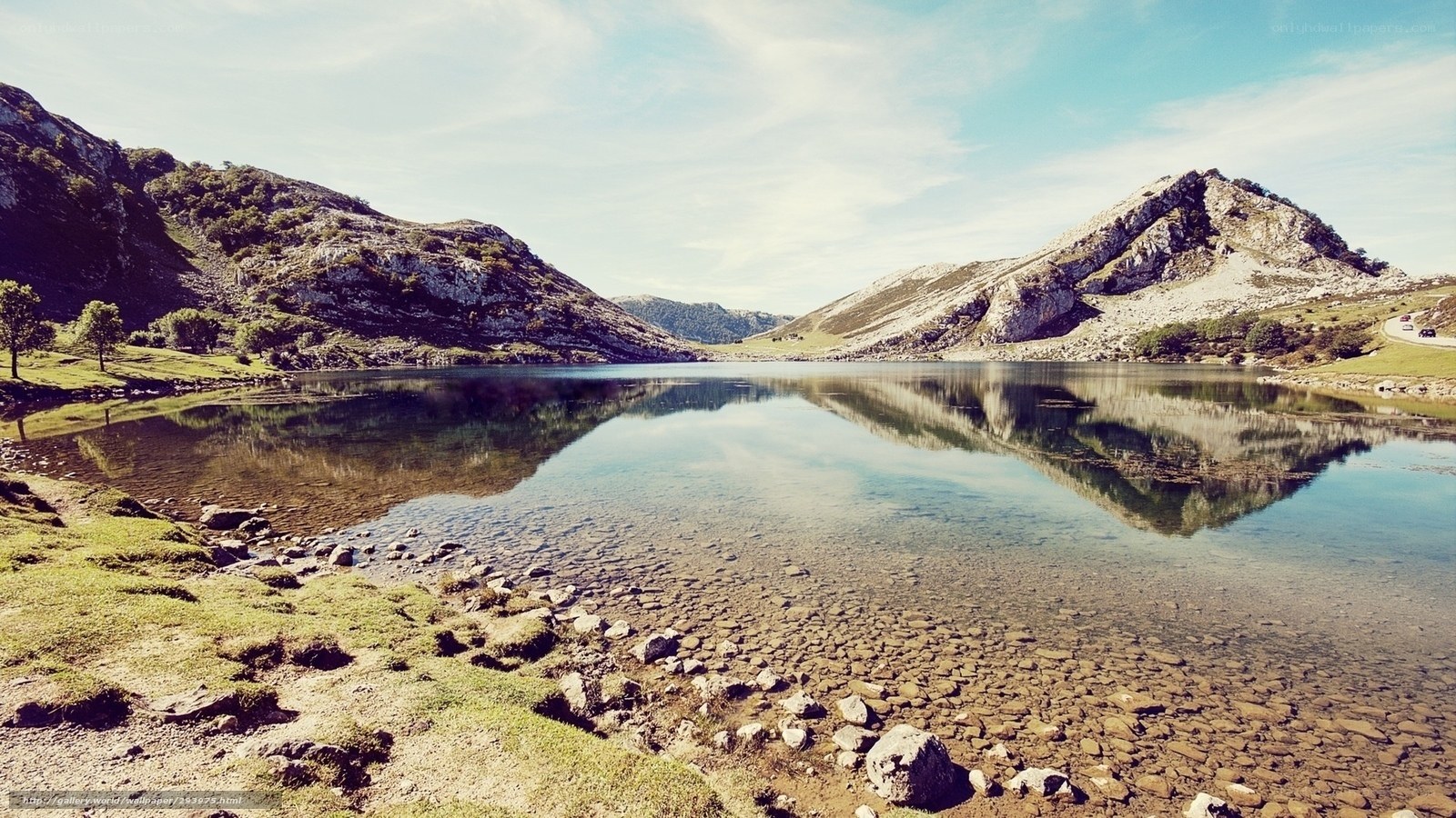 Mountain lake with clear reflection