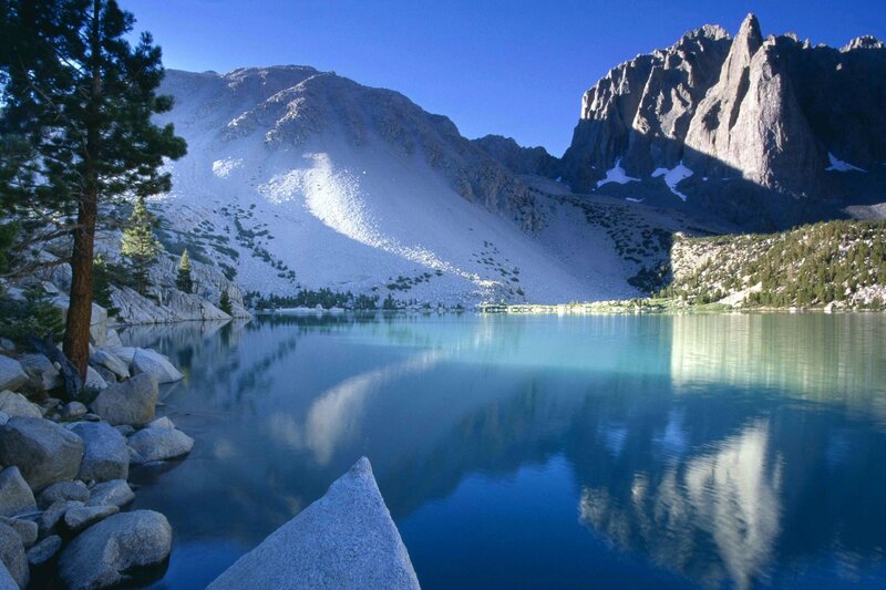 Mountain lake with clear reflection