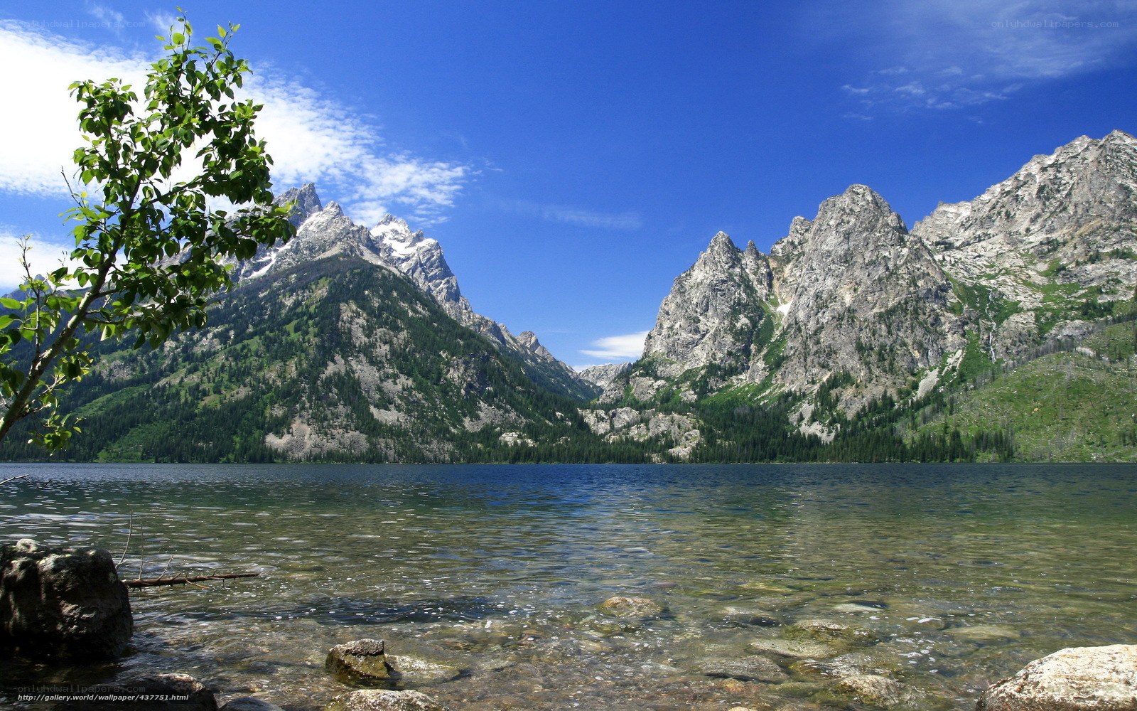 Mountain lake with clear water