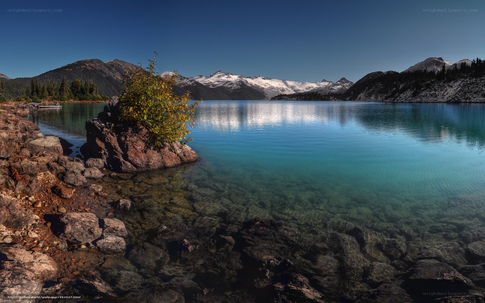 Mountain lake with clear water