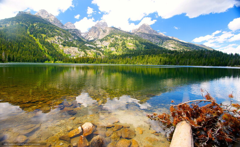 Mountain lake with clear water