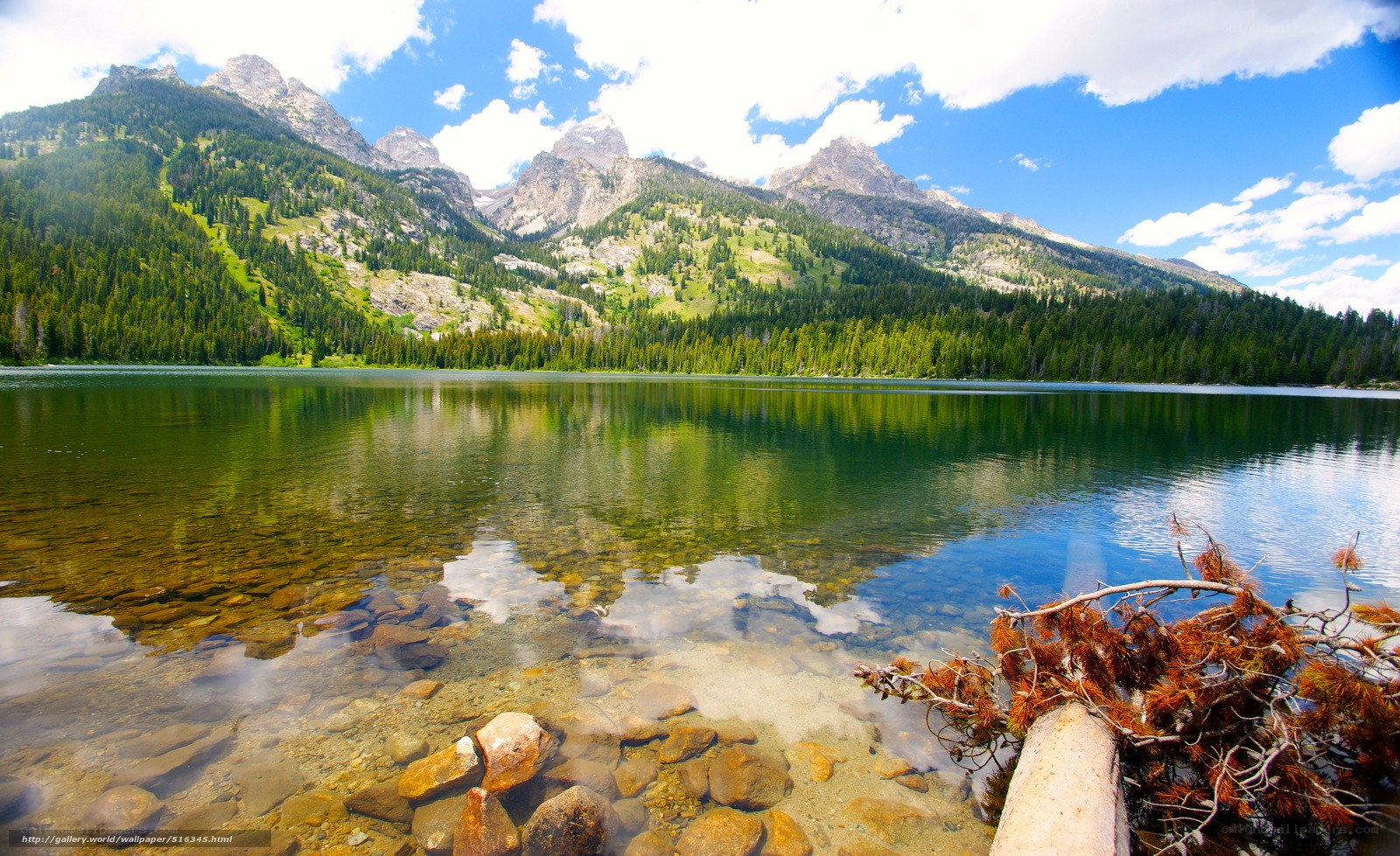 Mountain lake with clear water