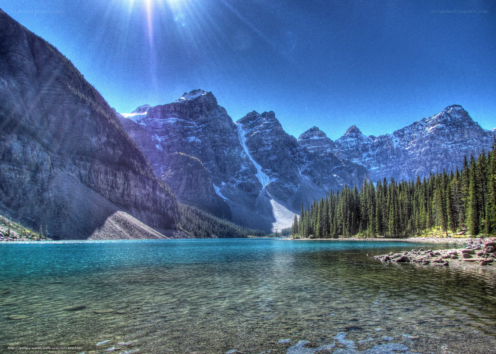Mountain lake with clear water