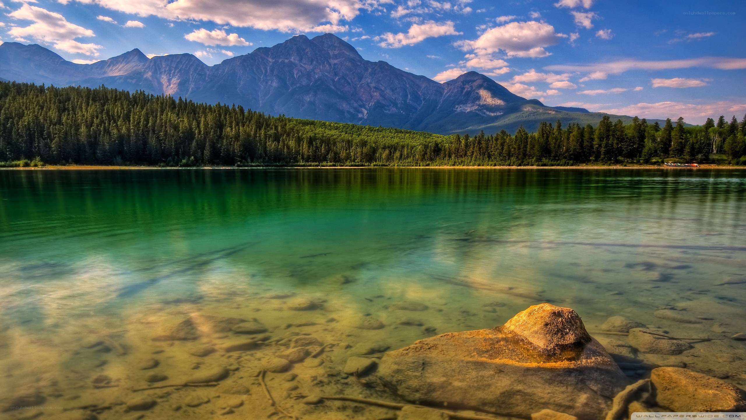 Mountain lake with clear water
