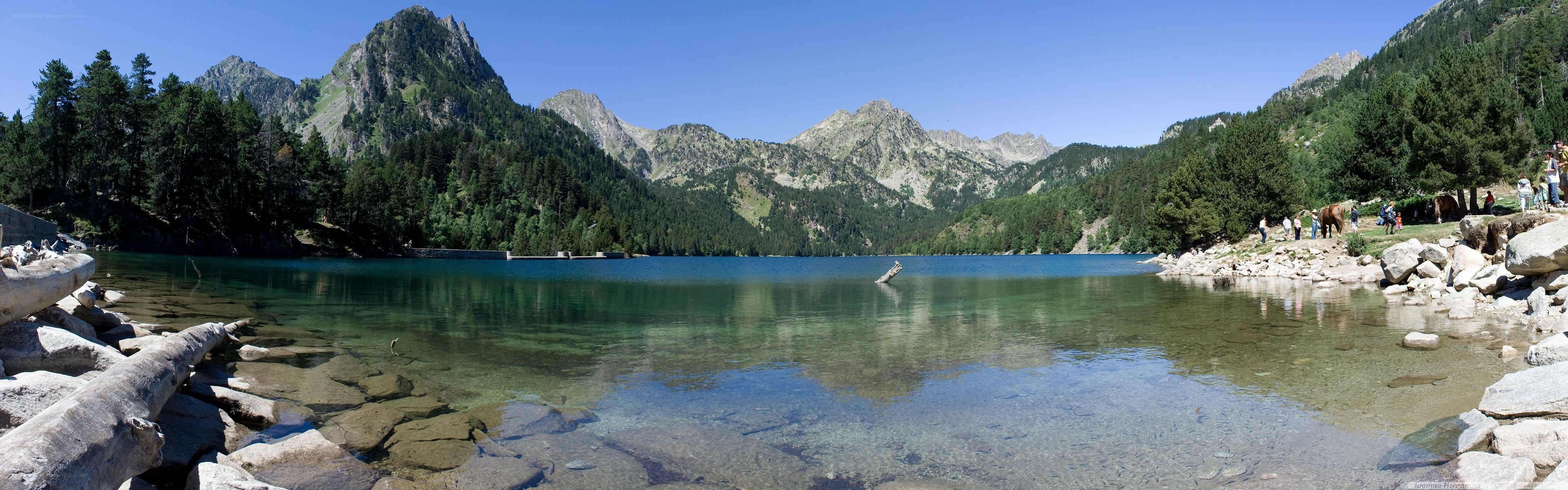 Mountain lake with clear water