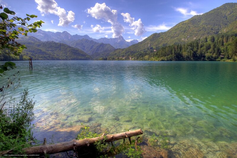 Mountain lake with clear water