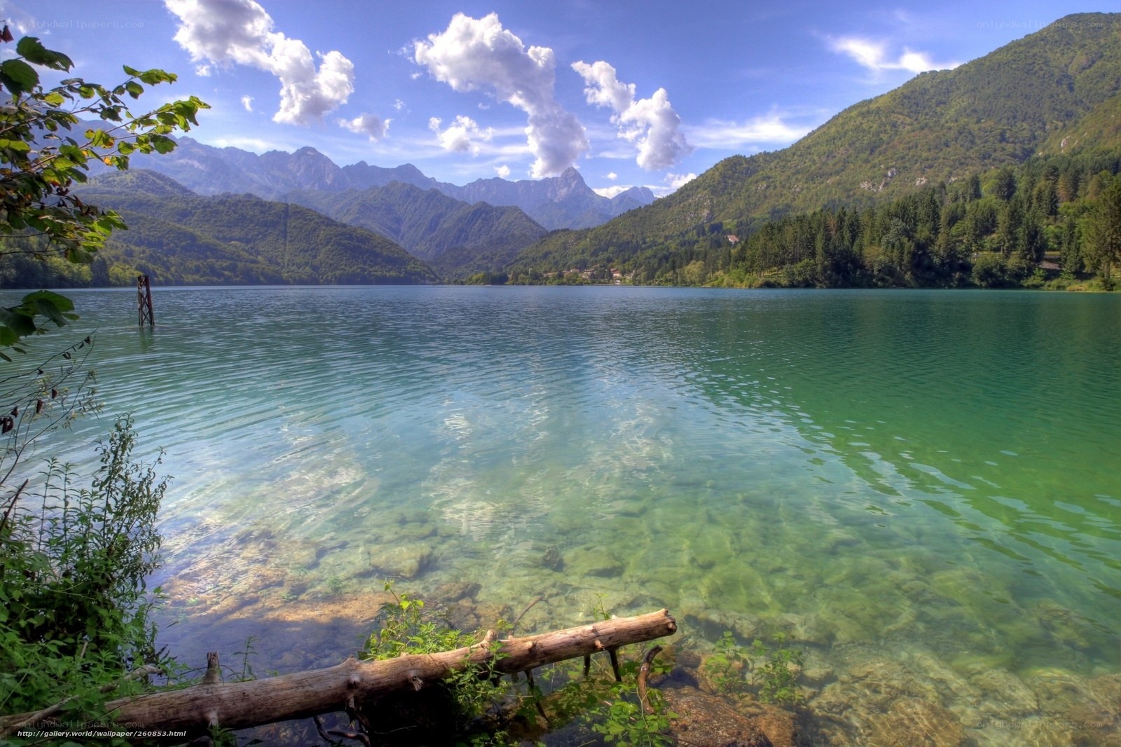 Mountain lake with clear water