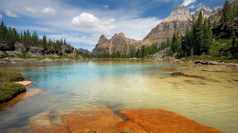 Mountain lake with clear water
