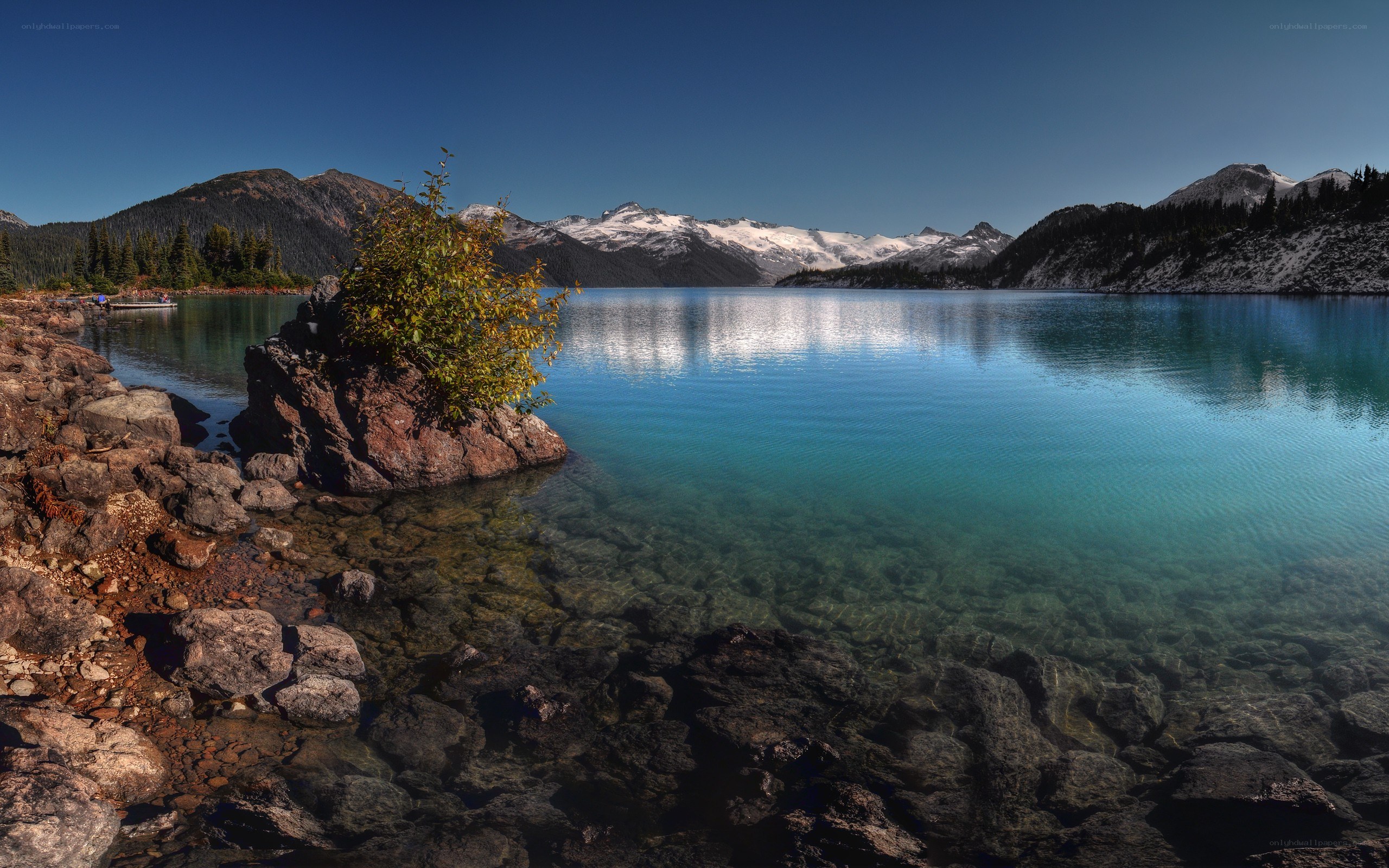 Mountain lake with clear water