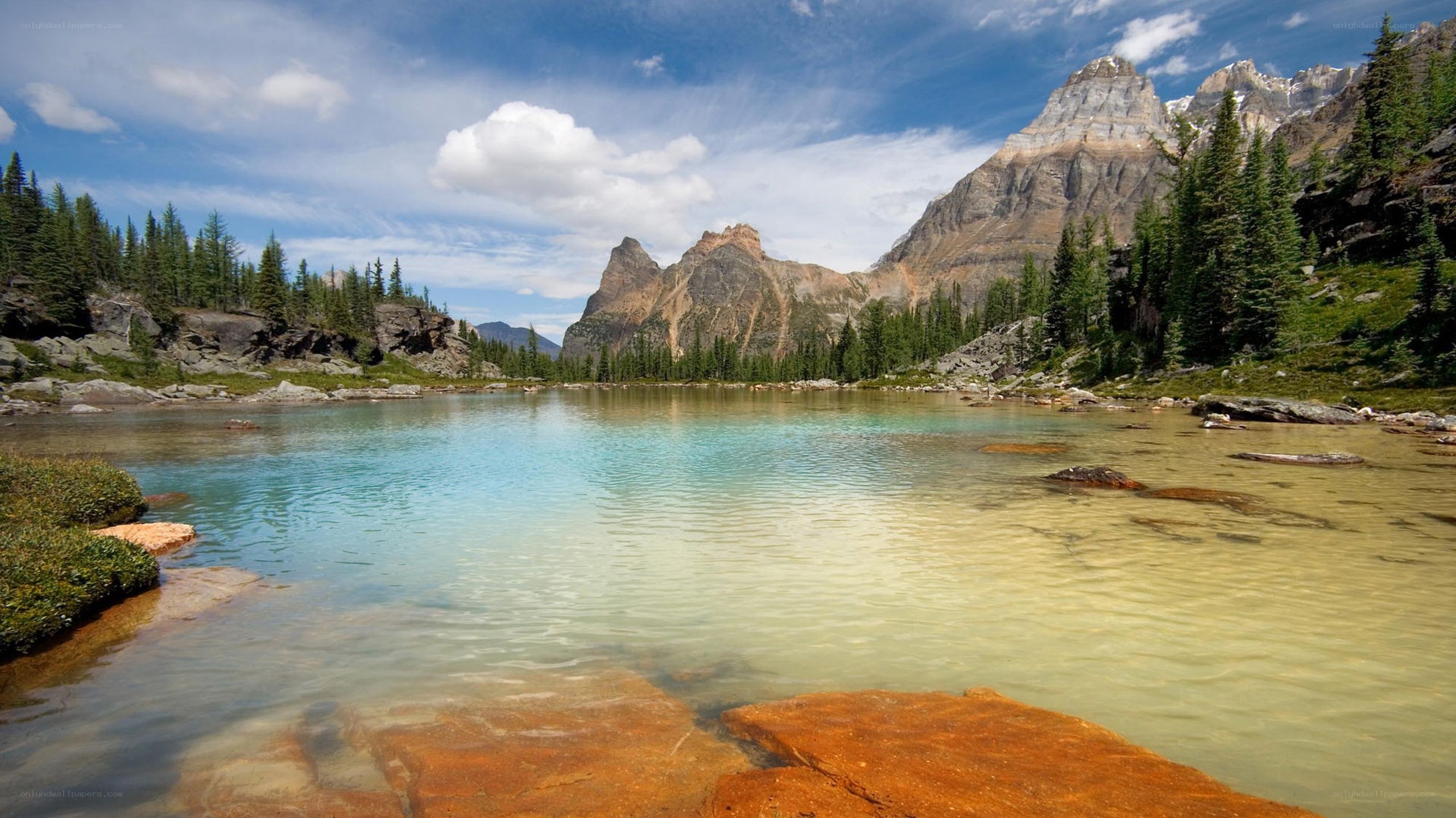 Mountain lake with clear water