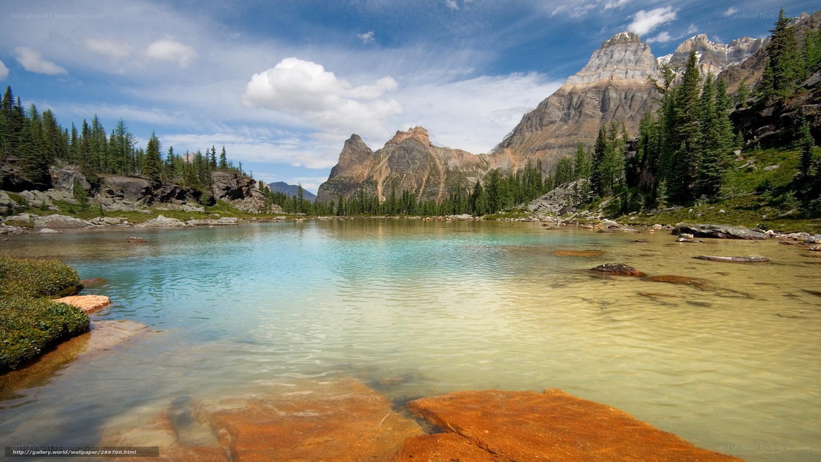 Mountain lake with clear water