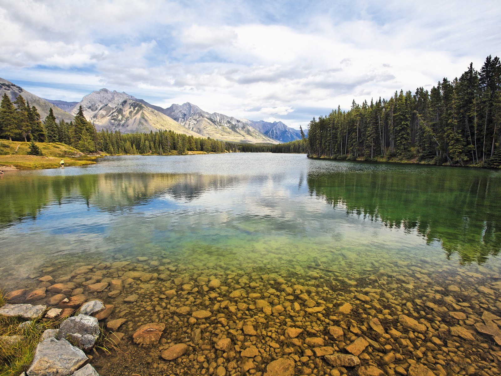 Mountain lake with clear water