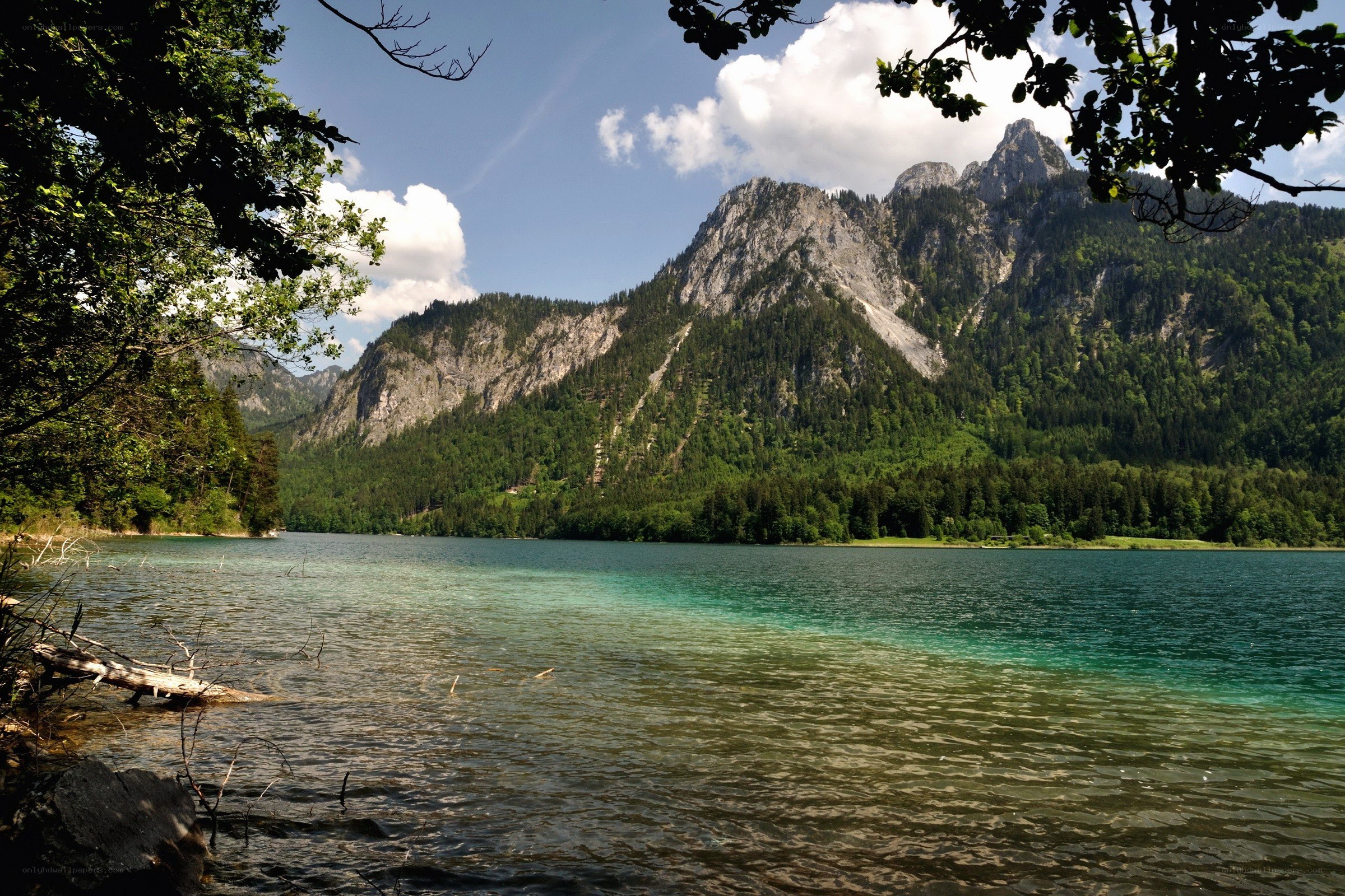 Mountain lake with clear water