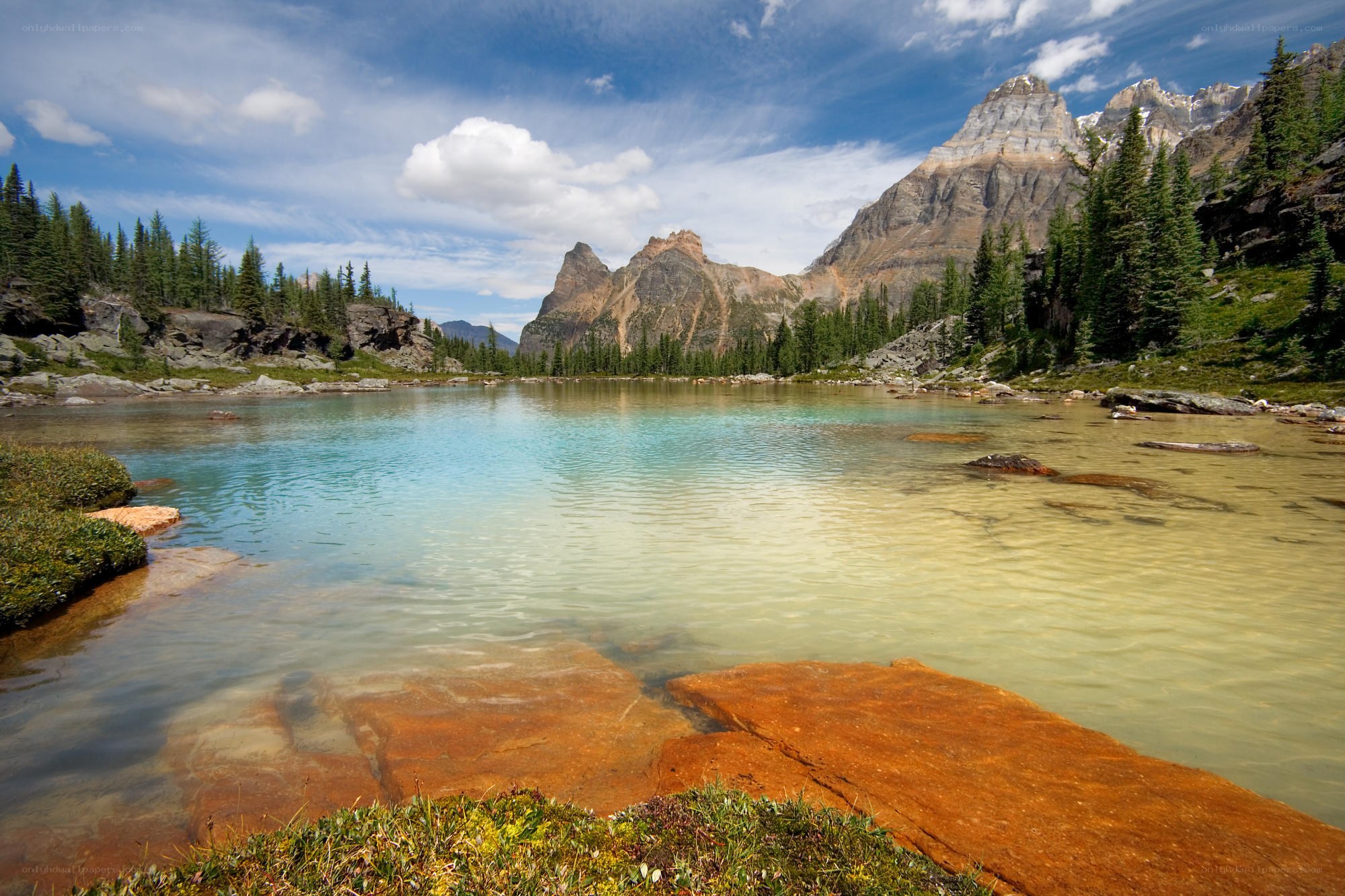Mountain lake with clear water