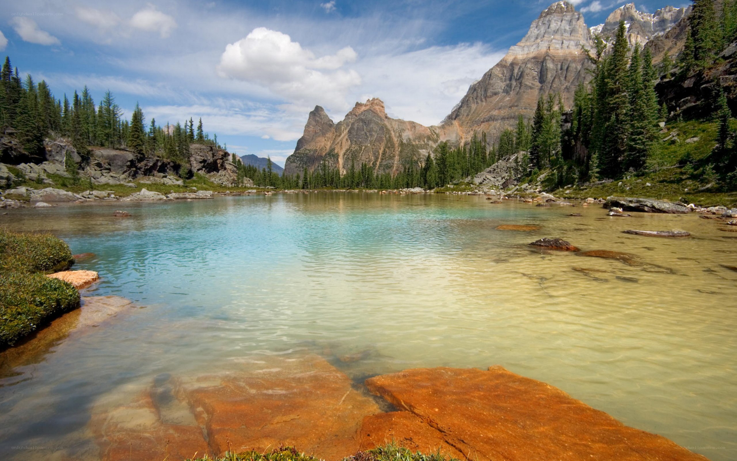 Mountain lake with clear water