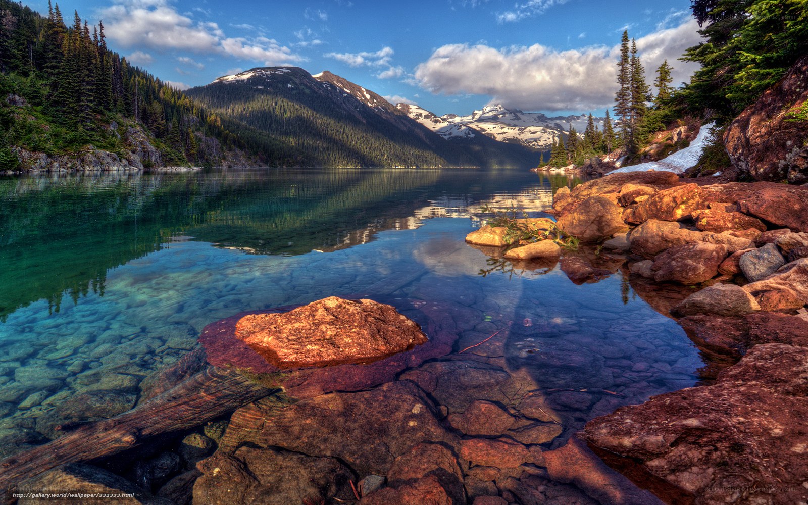 Mountain lake with clear water