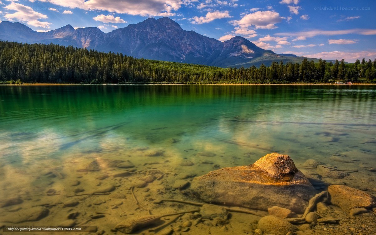 Mountain lake with clear water
