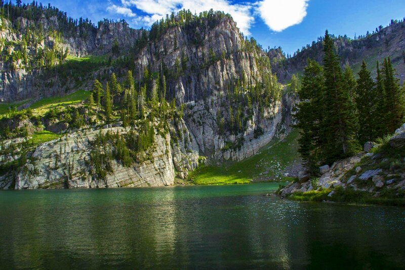 Mountain Lake with Cliffs — Green