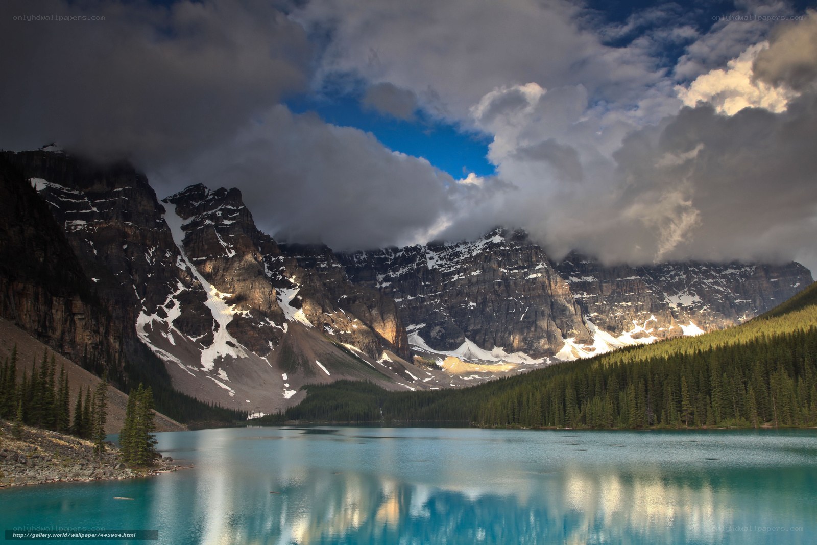 Mountain lake with cloudy sky