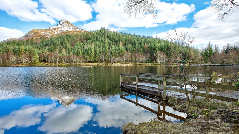 Mountain Lake with Dock — Blue
