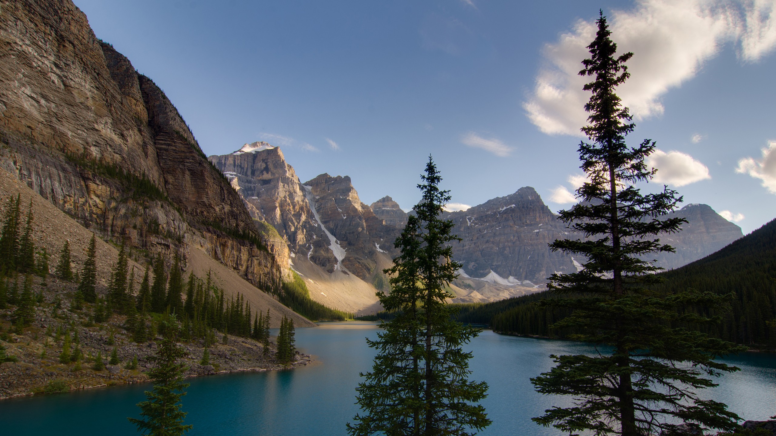 Mountain lake with evergreen trees