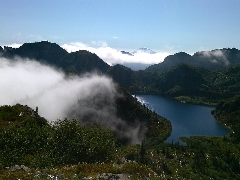 Mountain Lake with Fog — Blue, Serene