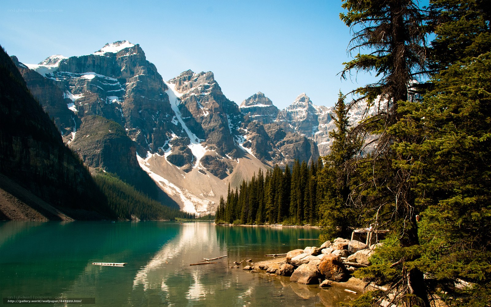 Mountain lake with forest