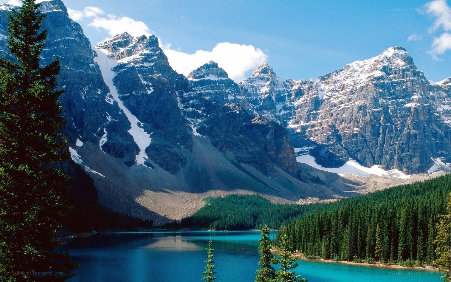 Mountain lake with forest