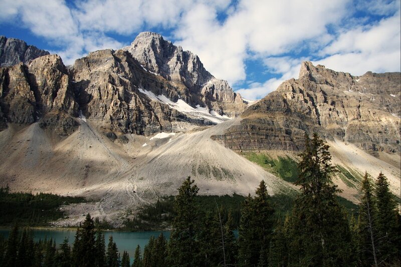 Mountain lake with forest