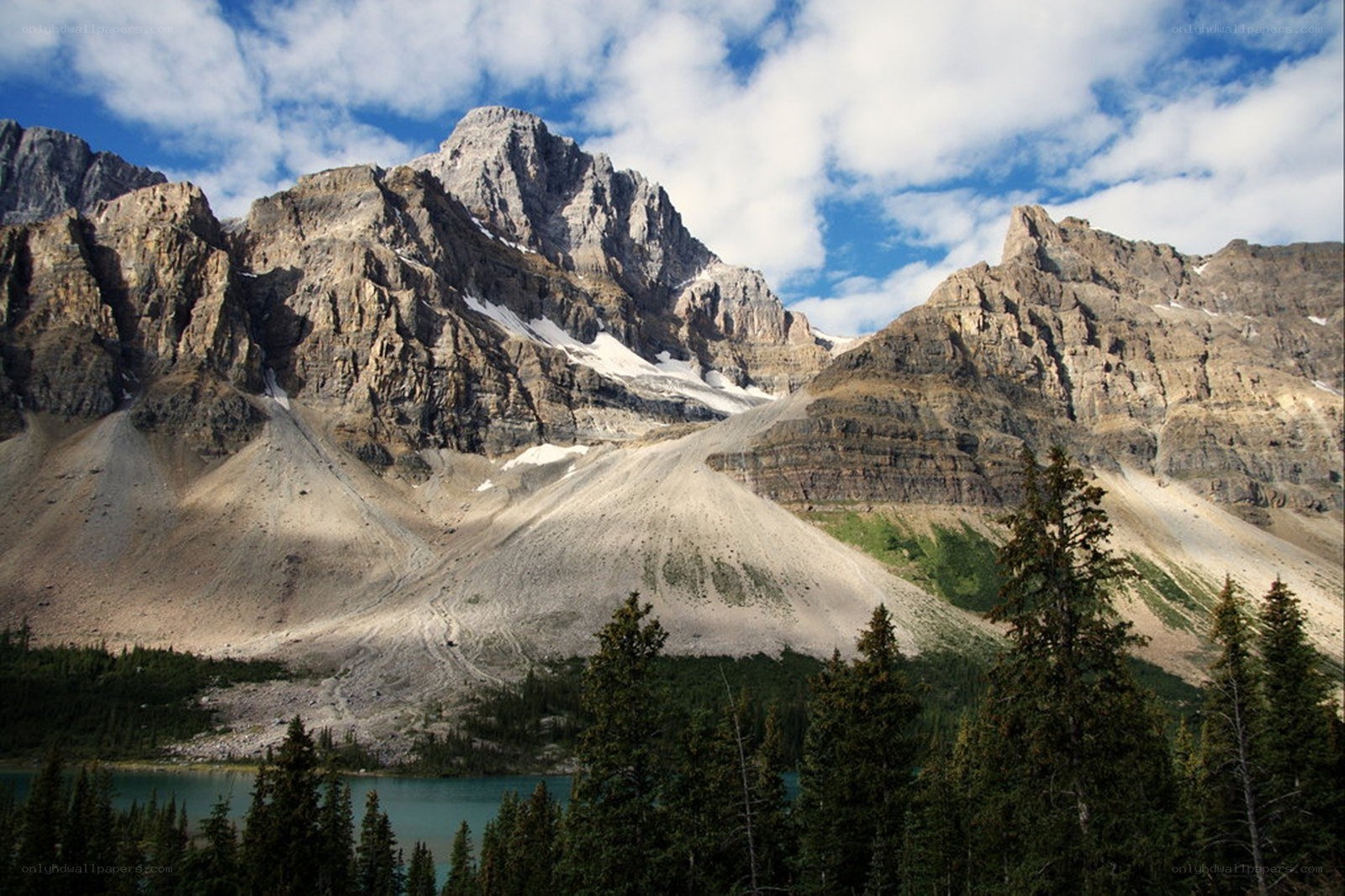 Mountain lake with forest