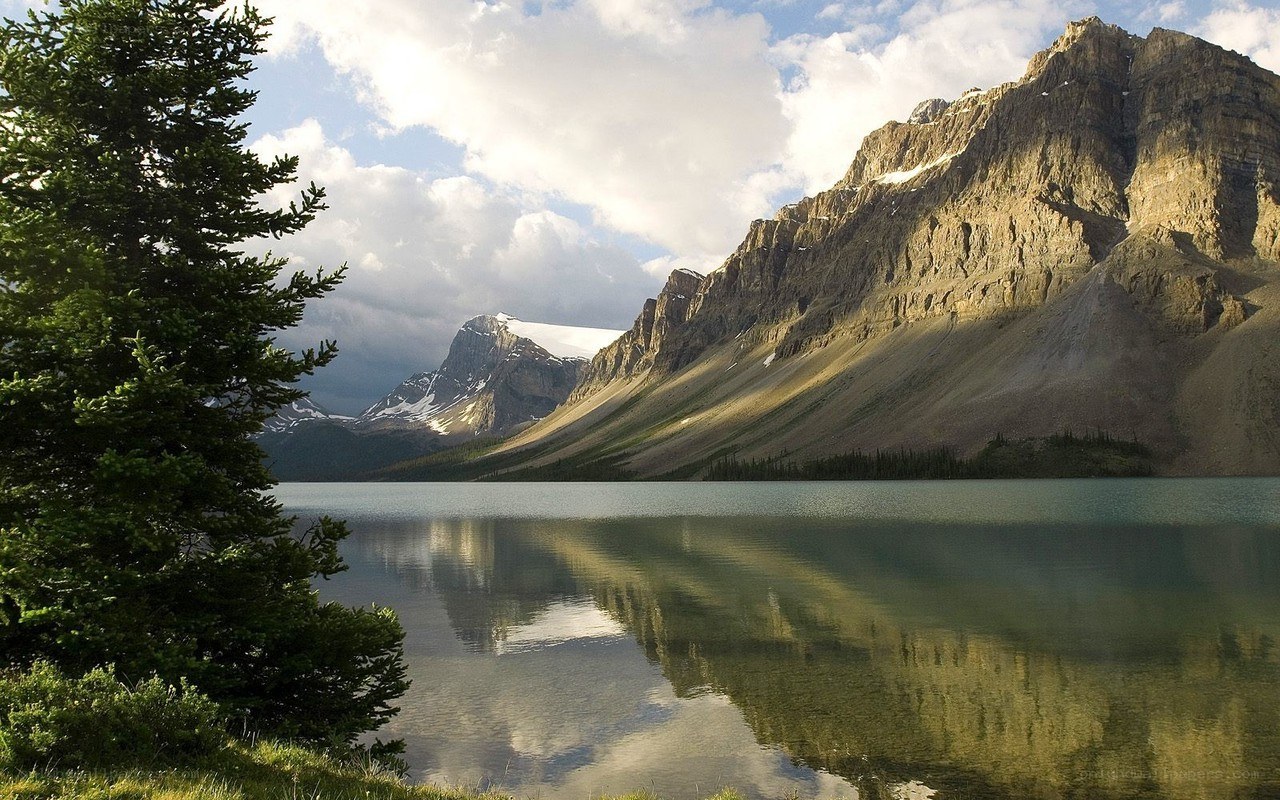 Mountain lake with forest