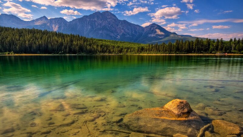 Mountain lake with forest backdrop